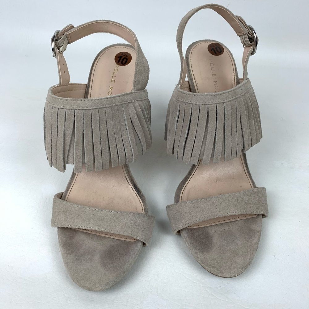 Pelle Moda Nora Suede Fringed Sandals Size 10 - Picture 2 of 7